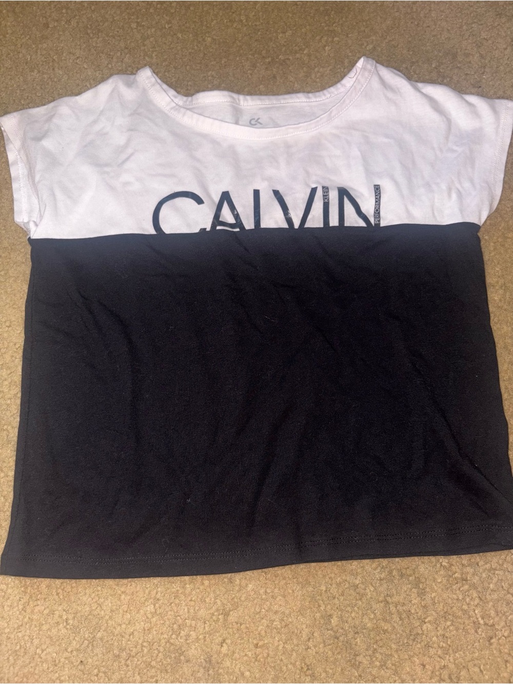 Vintage 90s Calvin Klein Performance Color Block Logo T Shirt Black White Sz Med